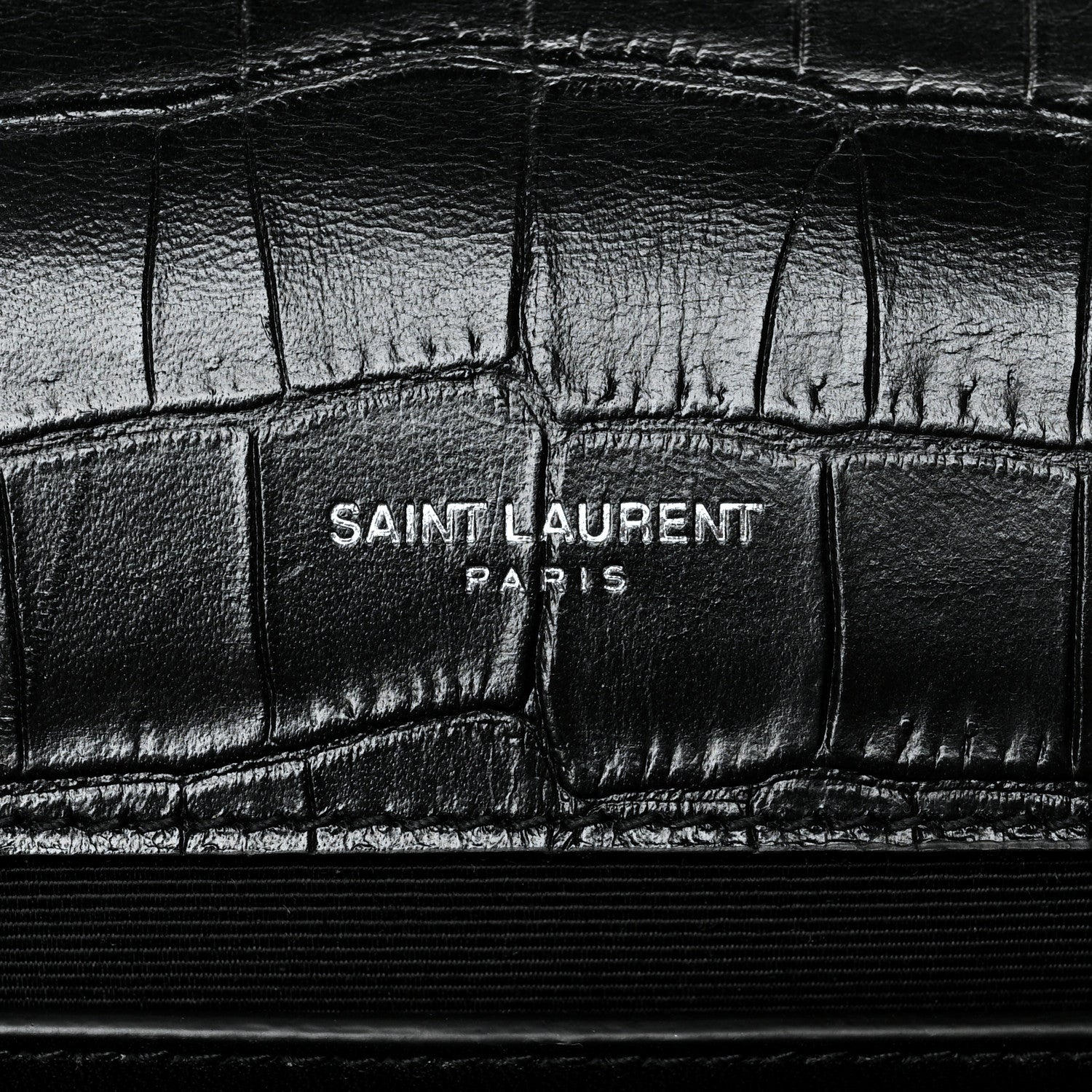 Saint Laurent Calfskin Crocodile Embossed Medium Classic Monogram Kate Tassel Satchel Black 6 of 11