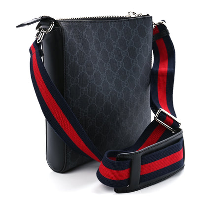 Gucci GG Supreme Monogram Web Small Flat Messenger Bag Black Grey 3 of 13