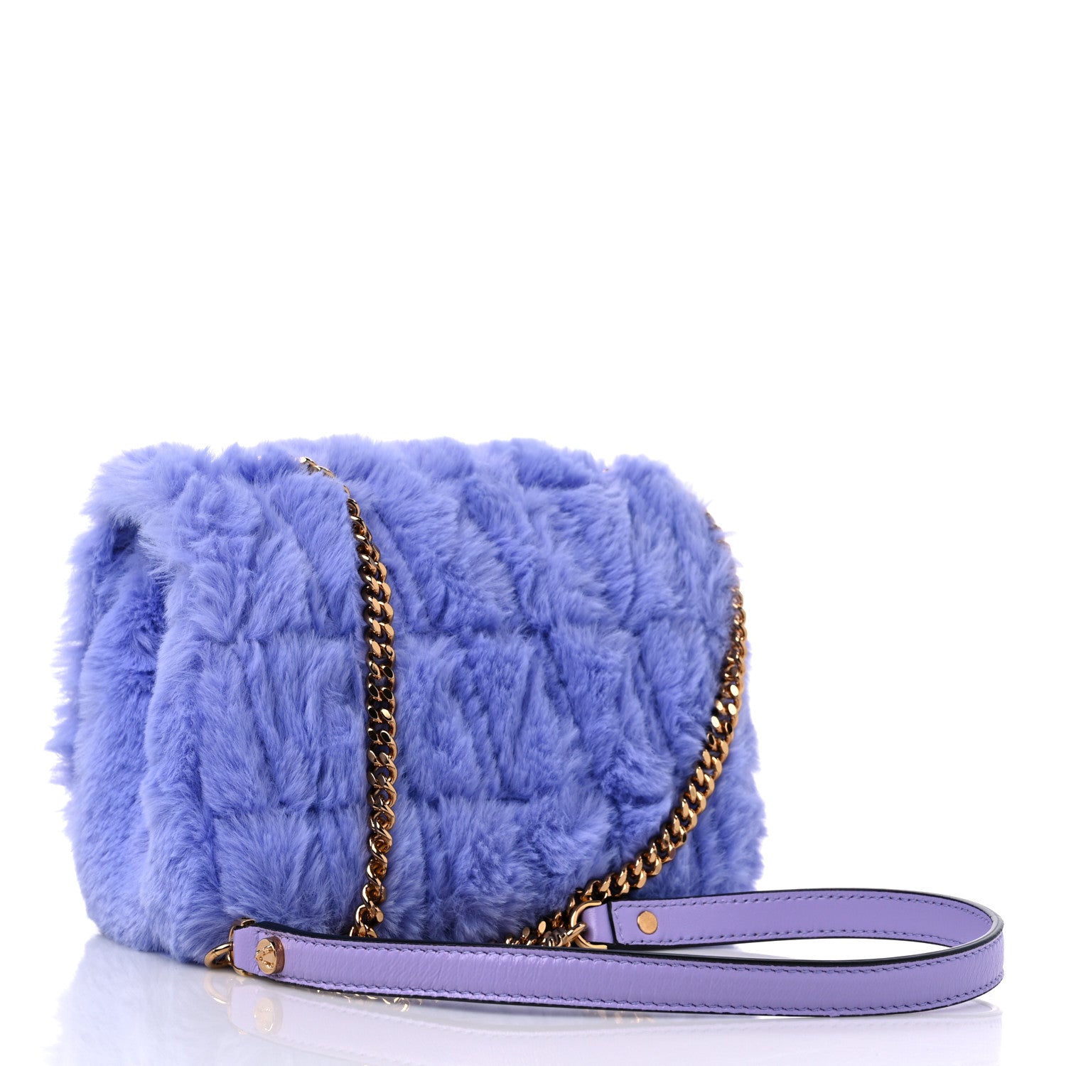 Versace Faux Fur Quilted Virtus Shoulder Bag Orchid 3 of 11