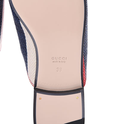 Gucci Canvas Sylvie Stripe Womens Princetown Slippers 39 Mystic White Hibiscus Red Maritime 6 of 8