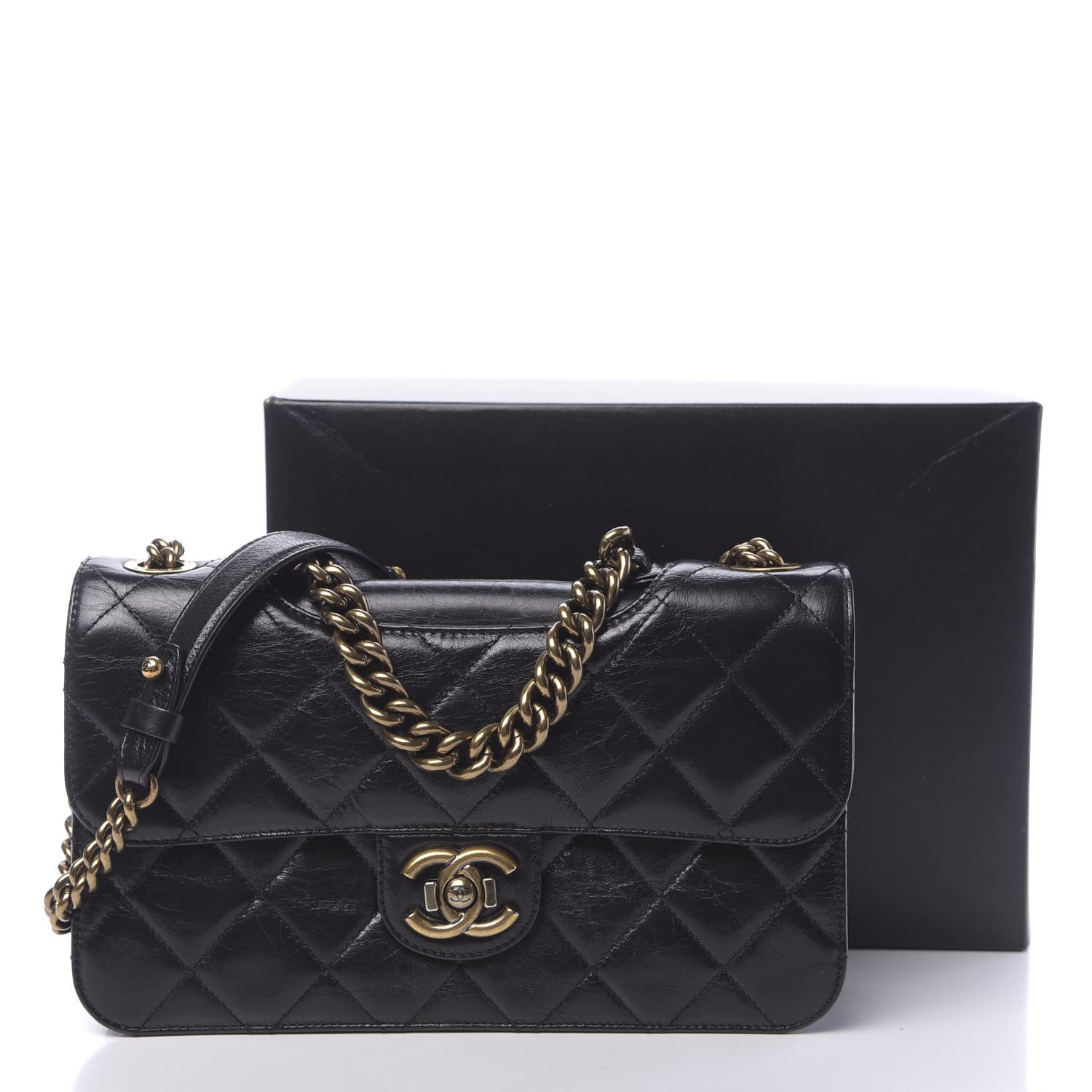 Chanel Glazed Calfskin Quilted Medium Perfect Edge Flap Black 13 of 13