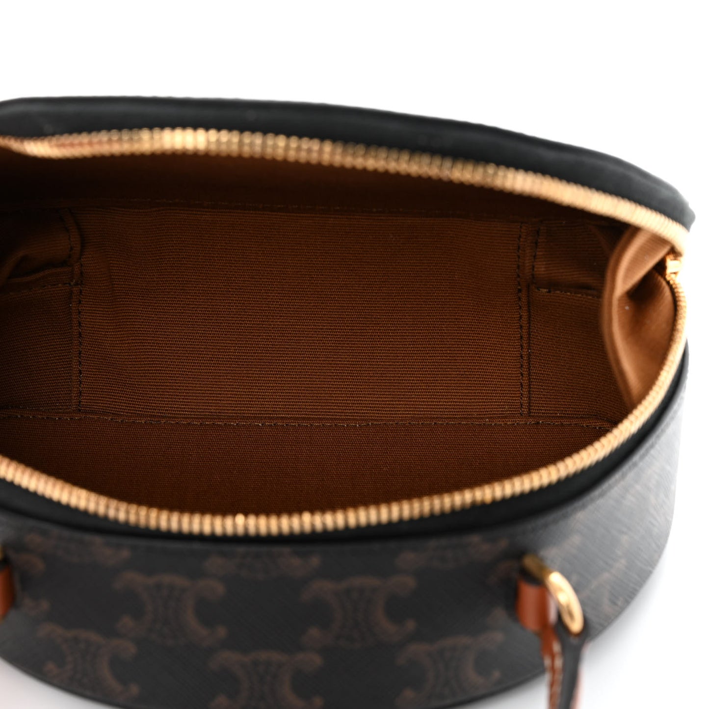 Calfskin Triomphe Canvas Half Moon Case Tan