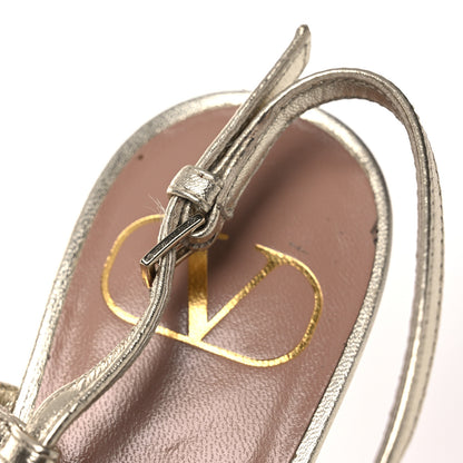 Valentino Garavani Metallic Raffia Calfskin Vlogo Slingback 80mm Pumps 37.5 Gold Silver 13 of 13
