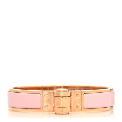 Hermes Enamel Charniere Uni Narrow Hinged Bracelet M Rose Cassatta 1 of 5