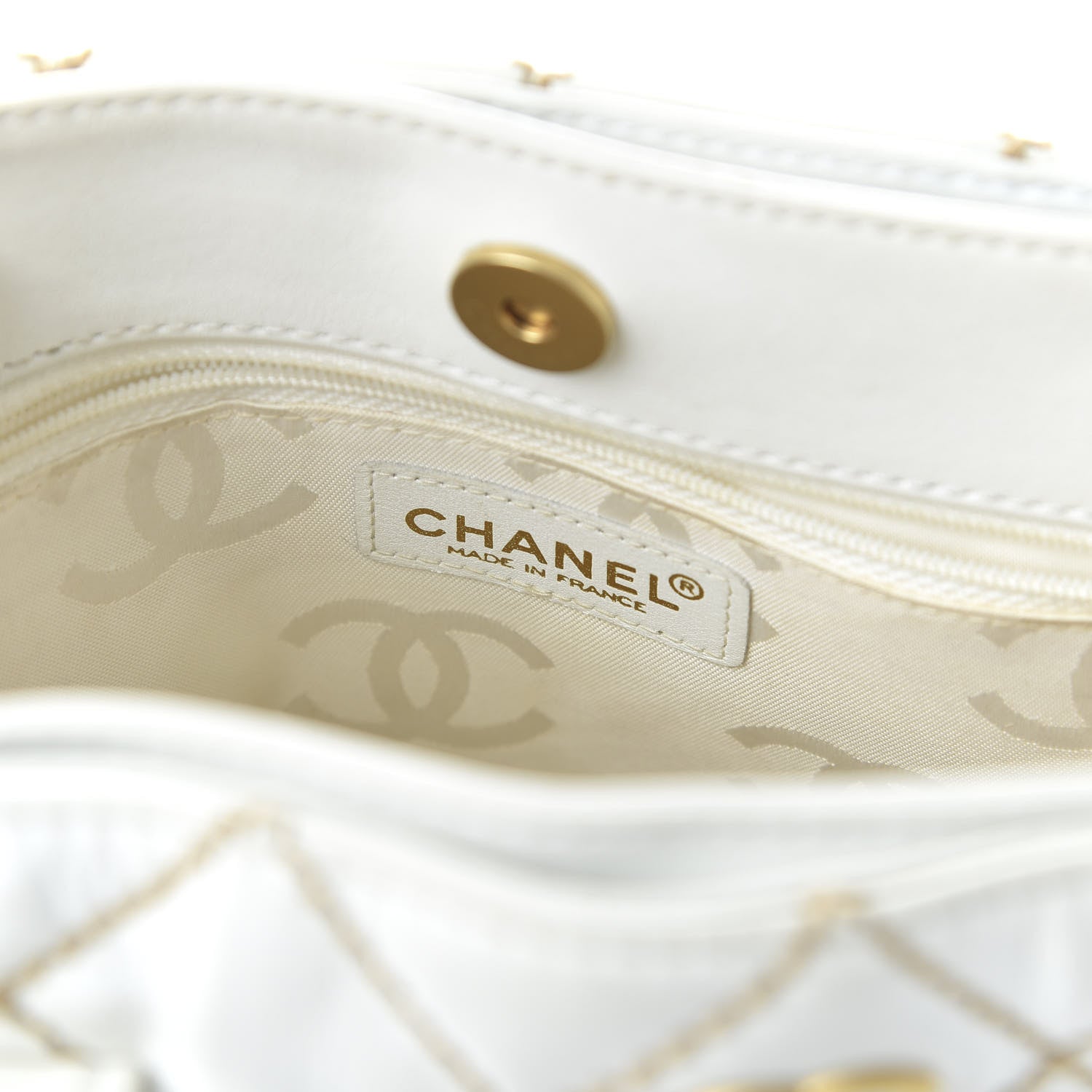 Chanel Calfskin Wild Stitch Tote White 8 of 11
