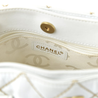 Chanel Calfskin Wild Stitch Tote White 8 of 11
