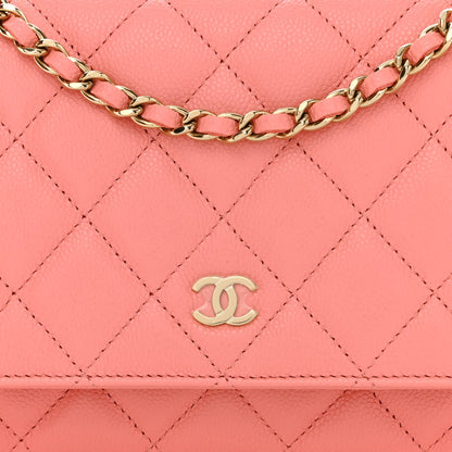Chanel Caviar Quilted Wallet on Chain WOC Coral Pink 9 of 12