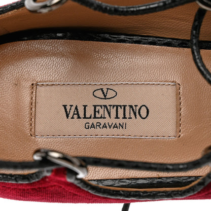 Valentino Garavani Calfskin Snakeskin Embossed Velvet Crossover Ballerina Flats 38 Red 7 of 9