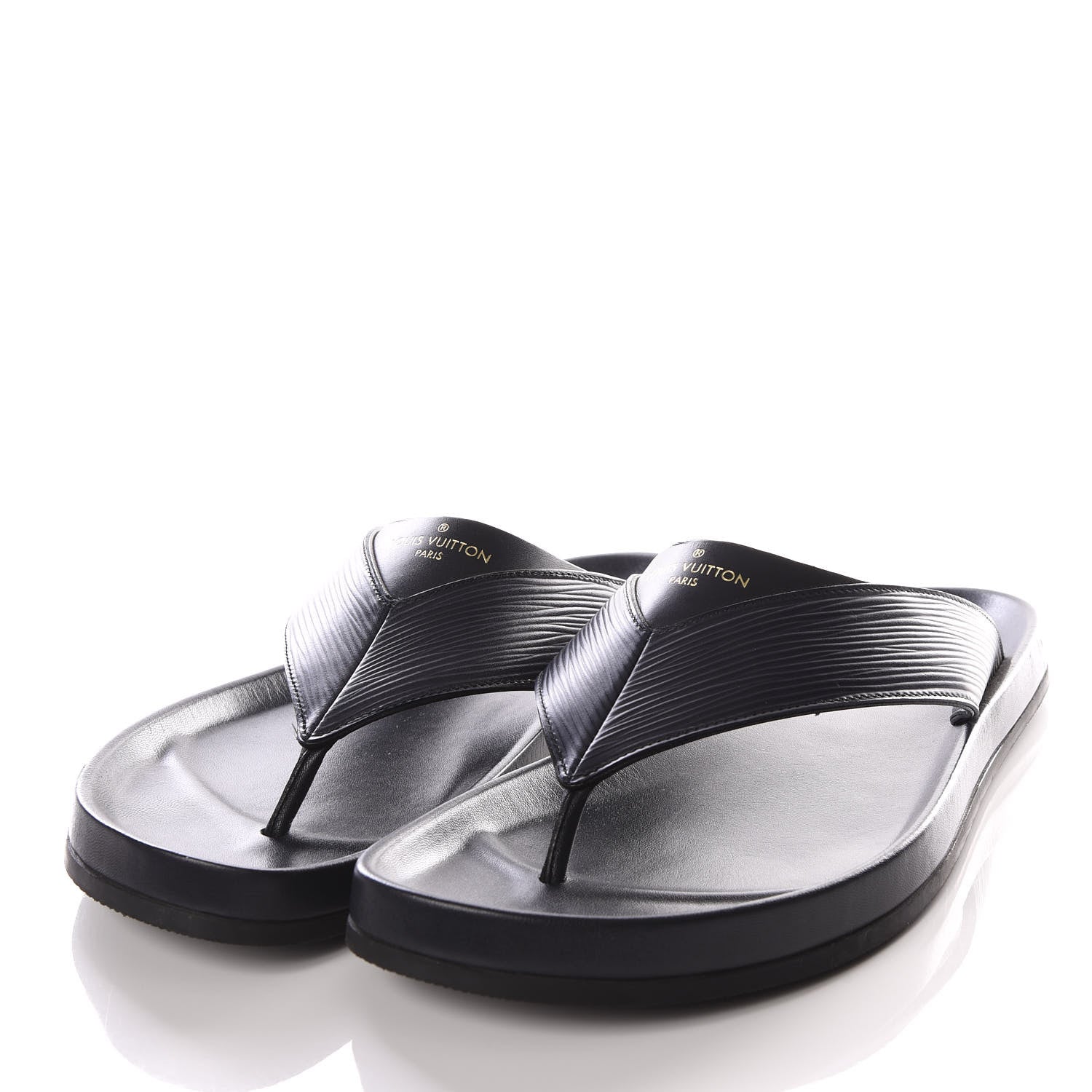 Louis Vuitton Epi Mens Mirabeau Thong Sandals 8 Black Indigo 2 of 8