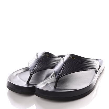Louis Vuitton Epi Mens Mirabeau Thong Sandals 8 Black Indigo 2 of 8