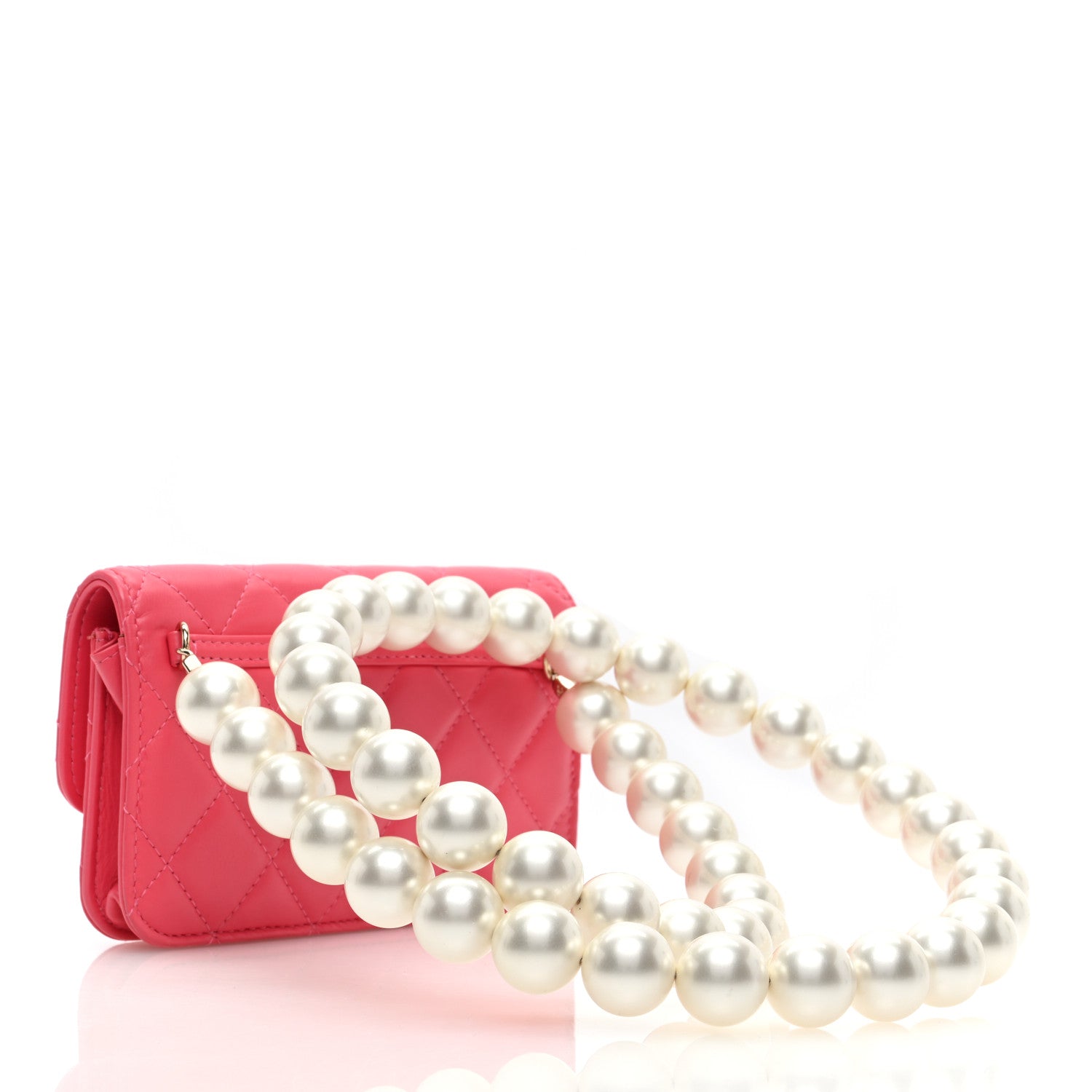 Chanel Calfskin Quilted Maxi Pearls Clutch With Chain Pink 3 of 11