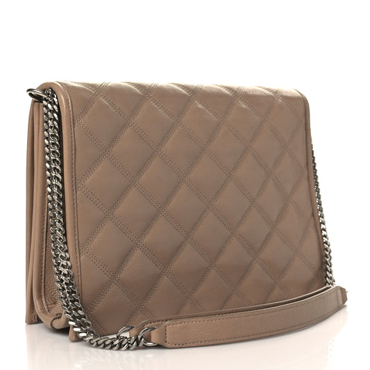Lambskin Quilted Small Becky Chain Bag Gold Sand