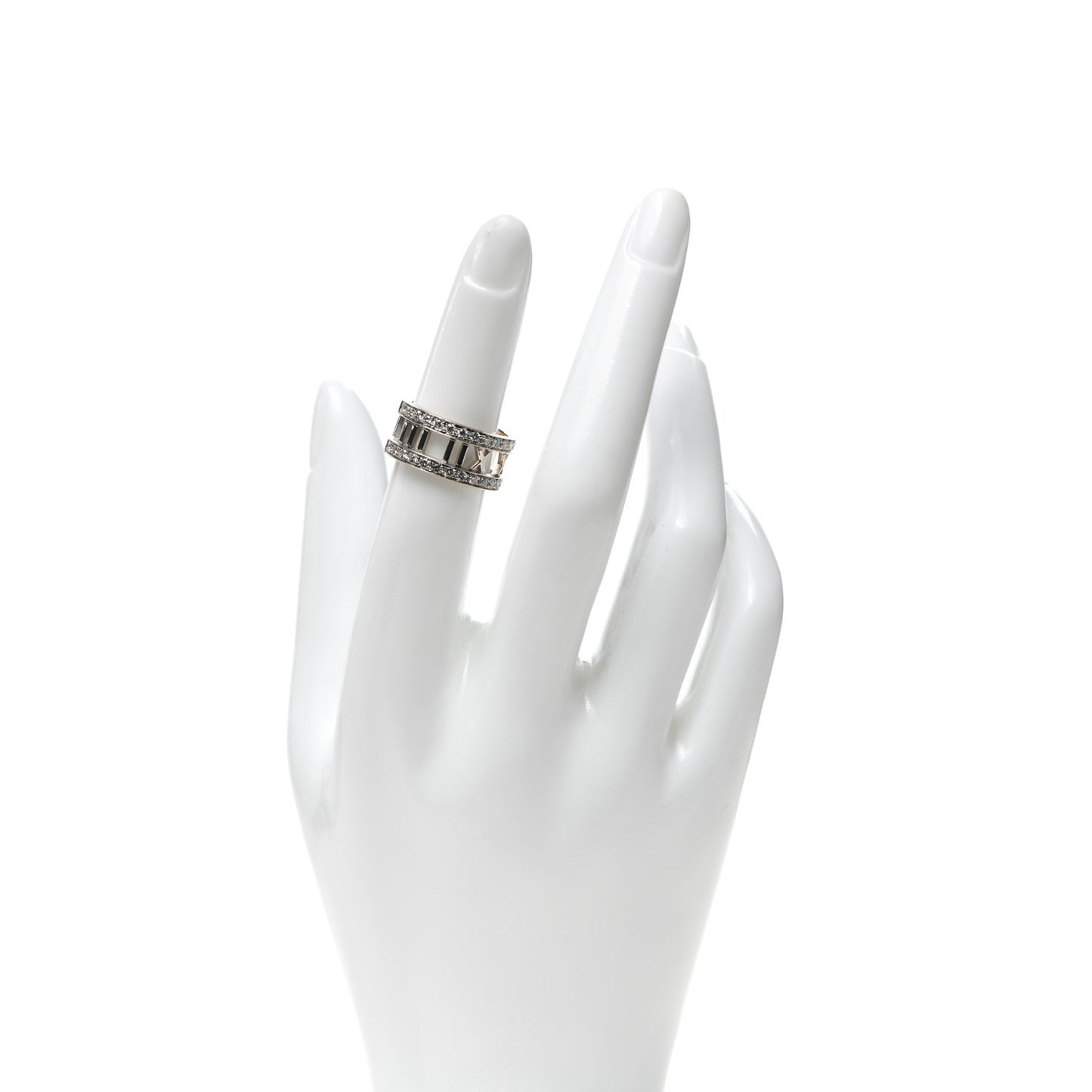 18K White Gold Diamond Atlas Open Ring 50 5.5
