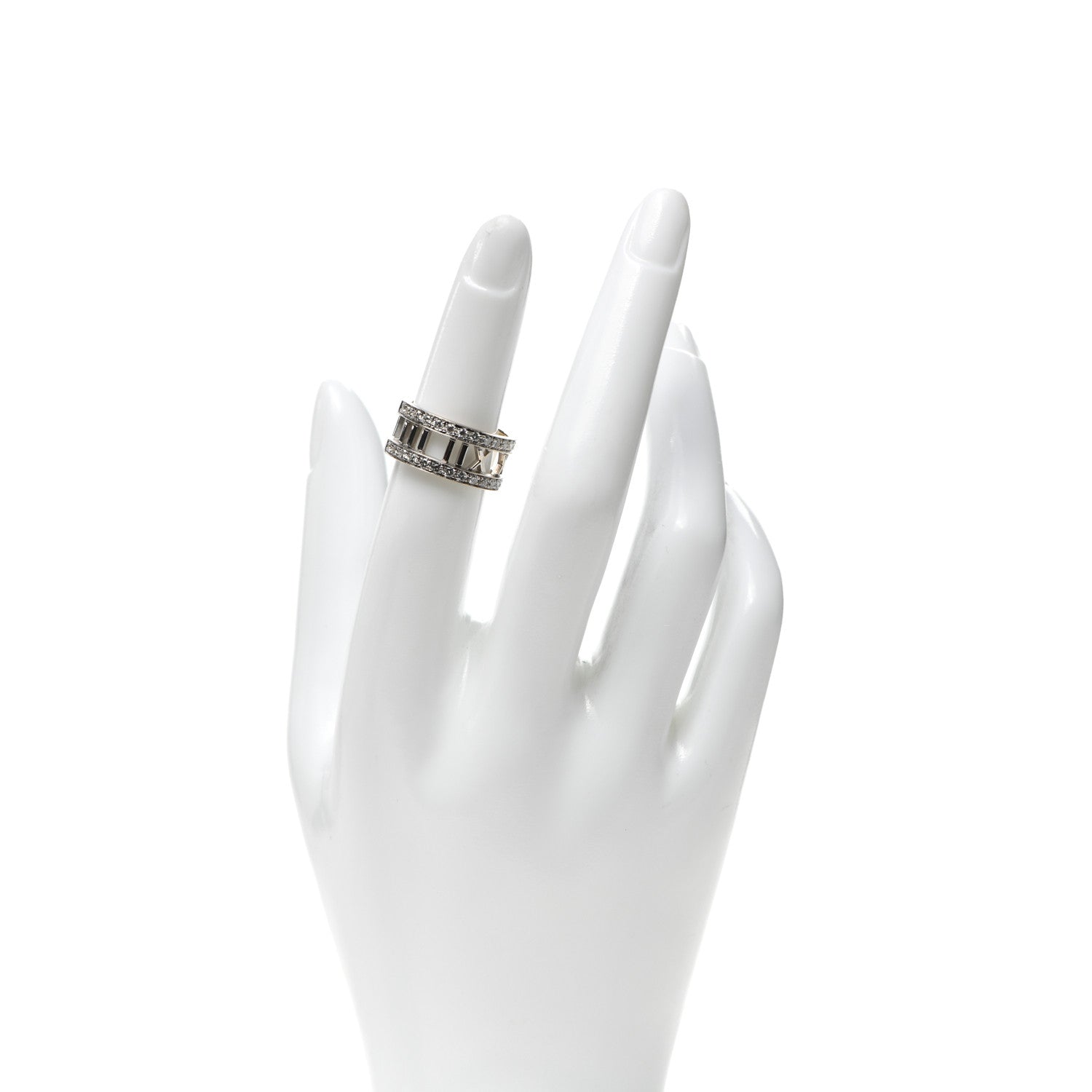 Tiffany 18K White Gold Diamond Atlas Open Ring 50 5.5 2 of 5