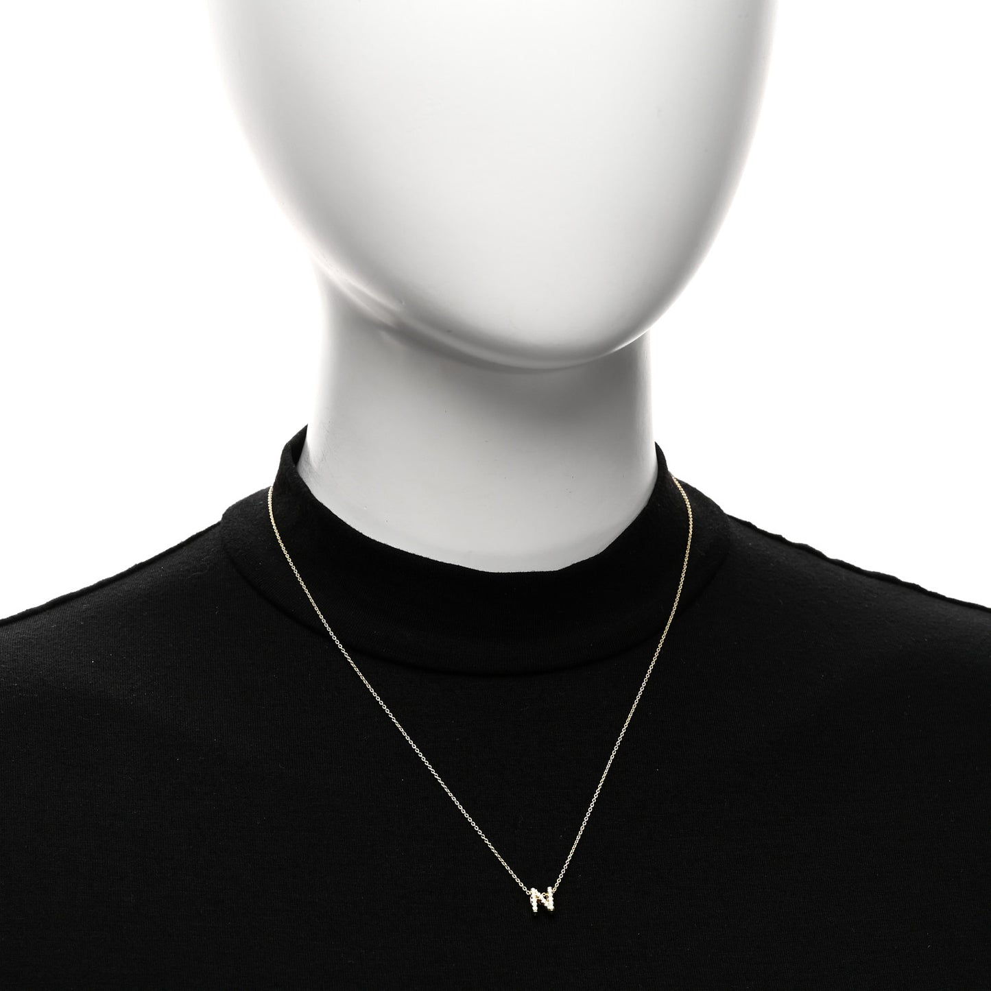 18K Yellow Gold Diamond Tiny Treasures Love Letter N Pendant Necklace