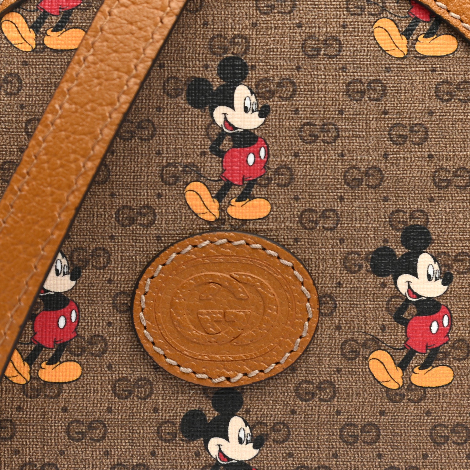 Gucci X DISNEY Mini Vintage GG Supreme Monogram Mickey Mouse Round Shoulder Bag Beige Vintage Sun Oil 9 of 12