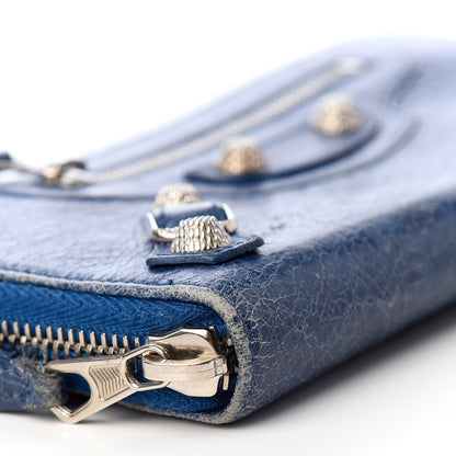 Balenciaga Agneau Giant 12 Silver Hardware Continental Zip Around Wallet Bleu Cobalt 7 of 11