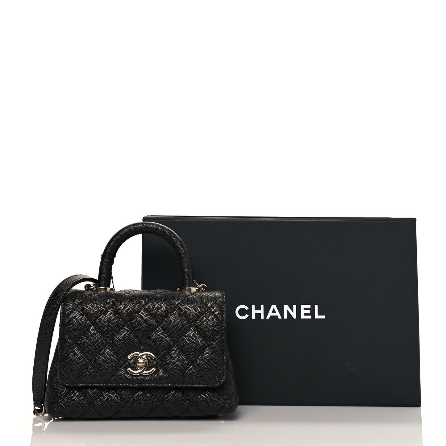 Caviar Quilted Extra Mini Coco Handle Flap Black