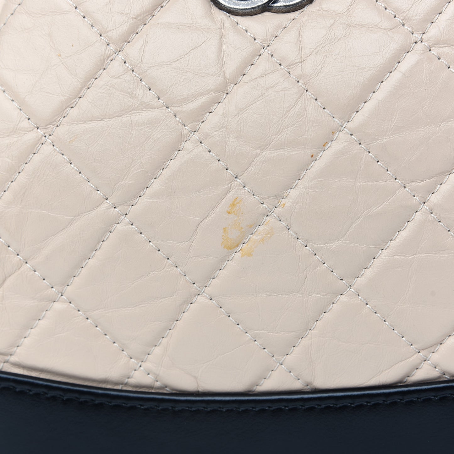 Aged Calfskin Quilted Small Gabrielle Backpack Beige Black