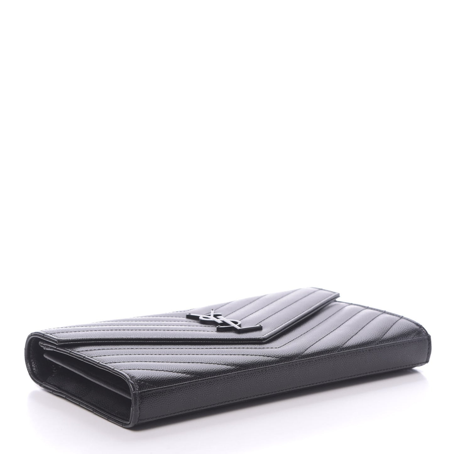 Grain De Poudre Matelasse Chevron Monogram Chain Wallet Black
