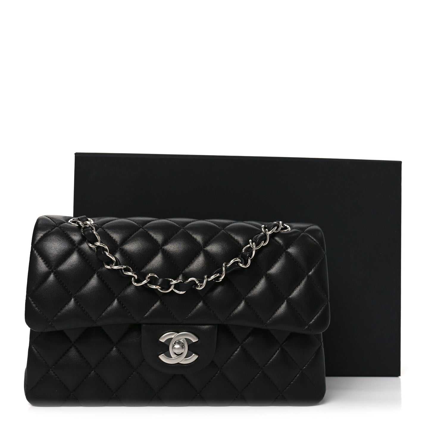 Lambskin Quilted Small Double Flap Black