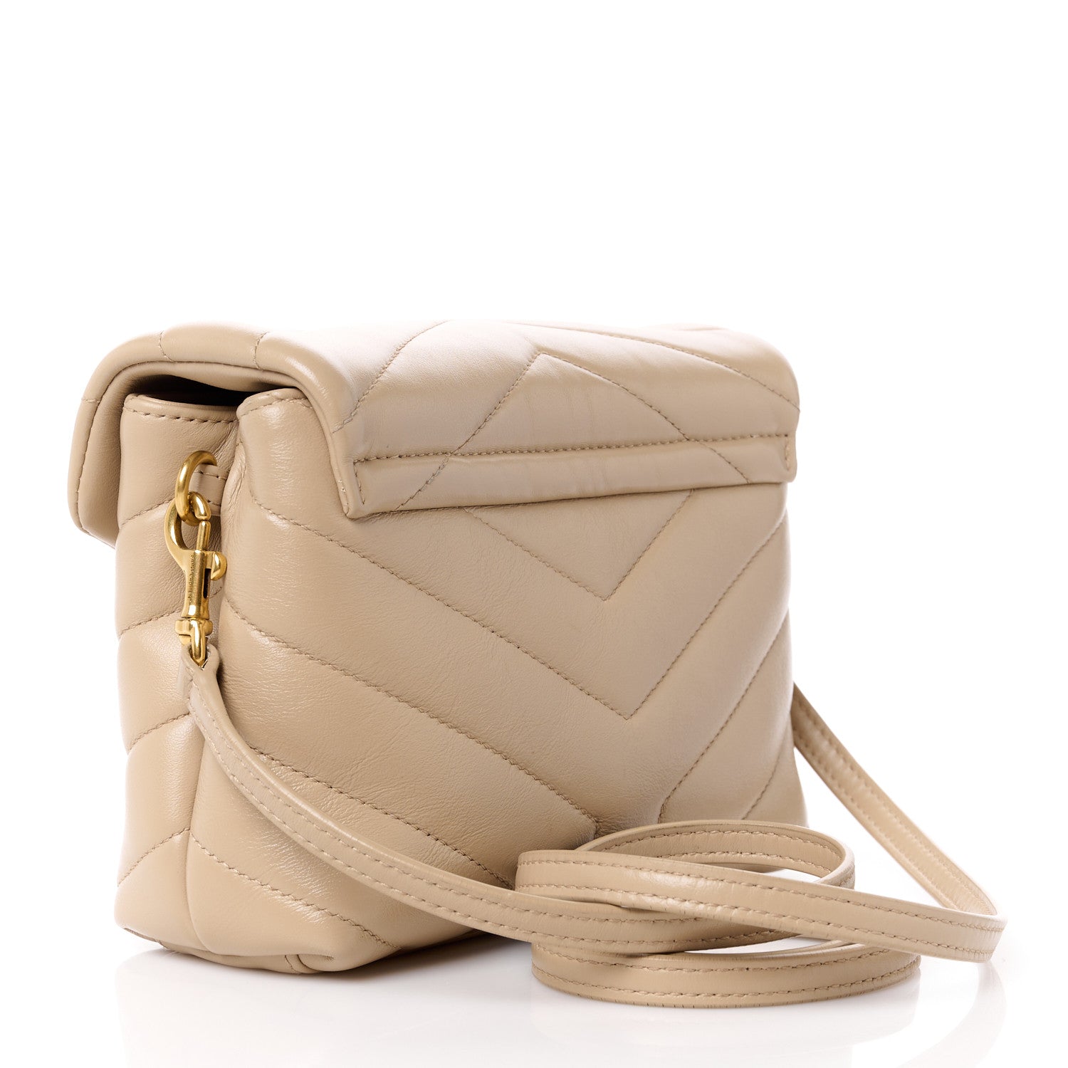 Saint Laurent Calfskin Y Quilted Monogram Toy Loulou Crossbody Bag Dark Beige 3 of 12