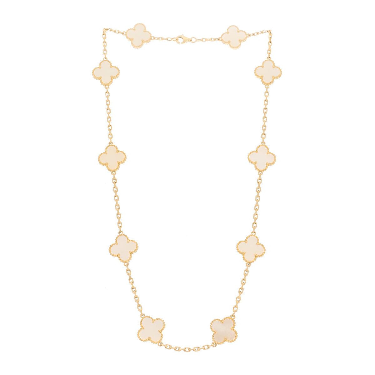 Van Cleef & Arpels 18K Yellow Gold Mother of Pearl 10 Motifs Vintage Alhambra Necklace 5 of 12