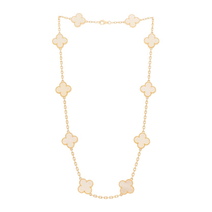 Van Cleef & Arpels 18K Yellow Gold Mother of Pearl 10 Motifs Vintage Alhambra Necklace 5 of 12