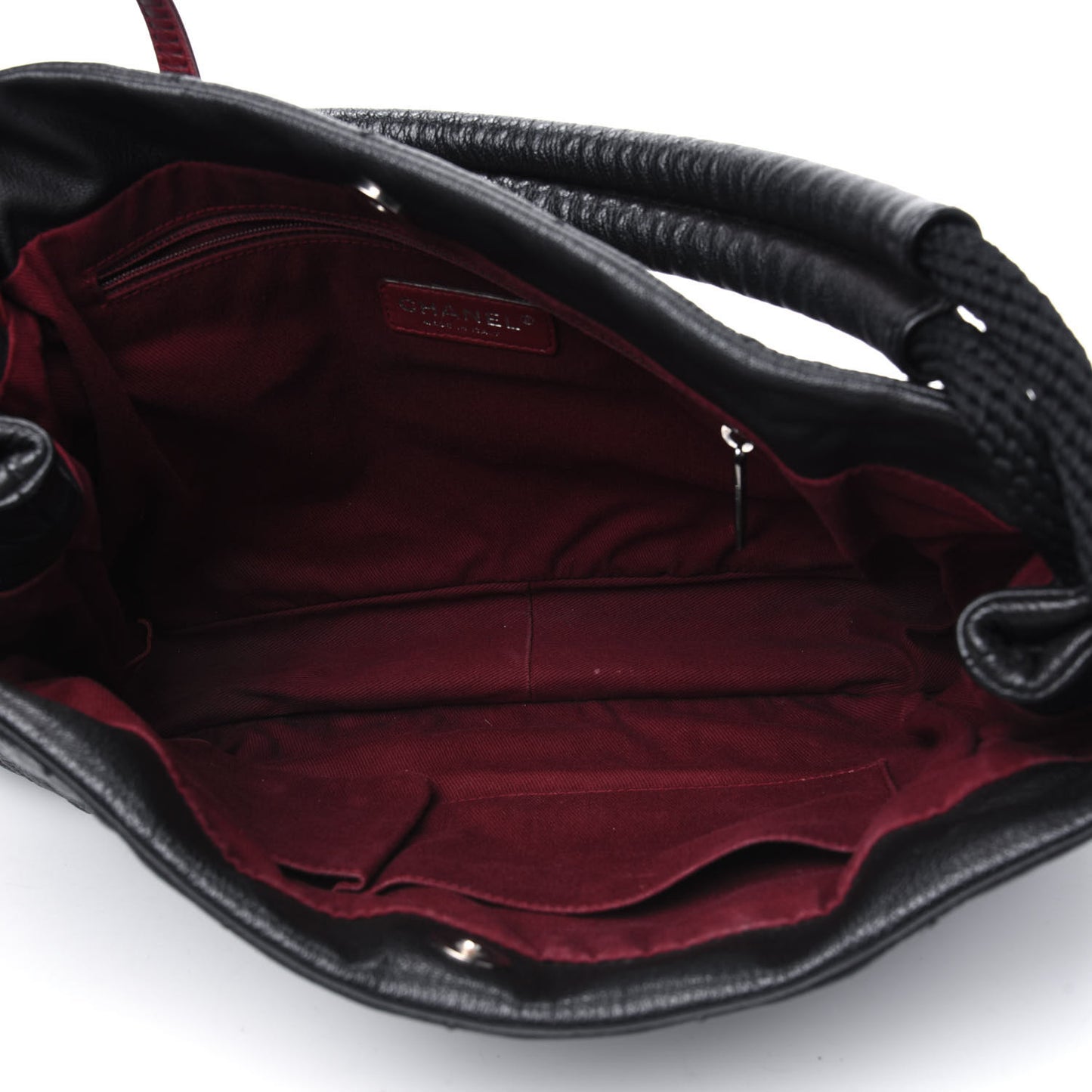 Calfskin Quilted Expandable Zip Shoulder Bag Black