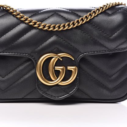 Gucci Calfskin Matelasse Super Mini GG Marmont Shoulder Bag Black 11 of 11