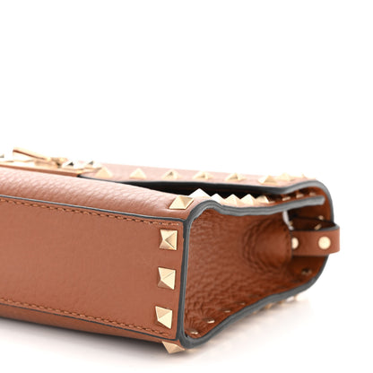 Valentino Garavani Pebbled Calfskin Medium Rockstud Flip Lock Crossbody Bag Brown 9 of 9