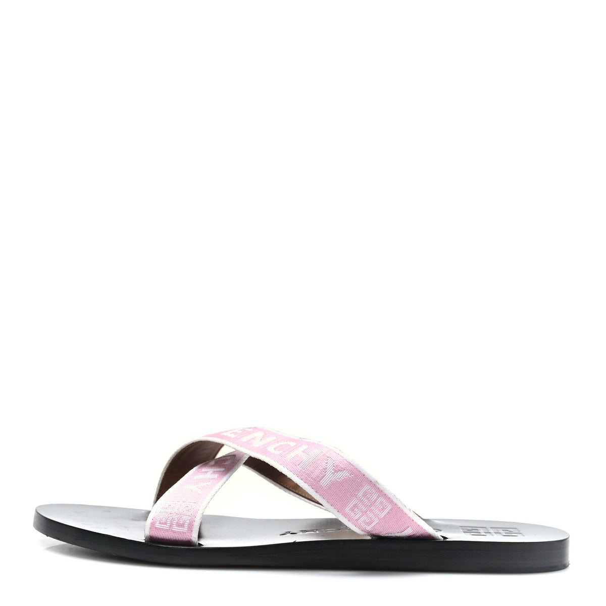 Grosgrain Cross Logo Ankle Strap Sandals 38.5 Pink White