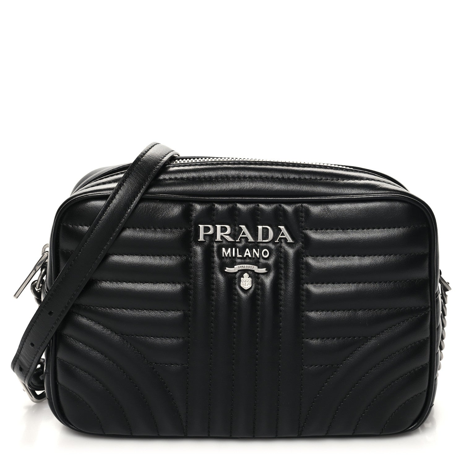 Prada Soft Calfskin Diagramme Camera Bag Black 1 of 9