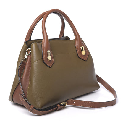 Burberry Mini Grain Calfskin Bi-Color Small Barnsburry Tote Clay Green Burnt Toffee 2 of 9