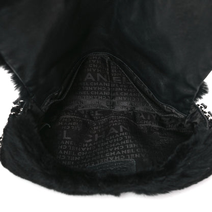 Chanel Orylag Rabbit Fur Triple Chain Single Flap Black 5 of 11