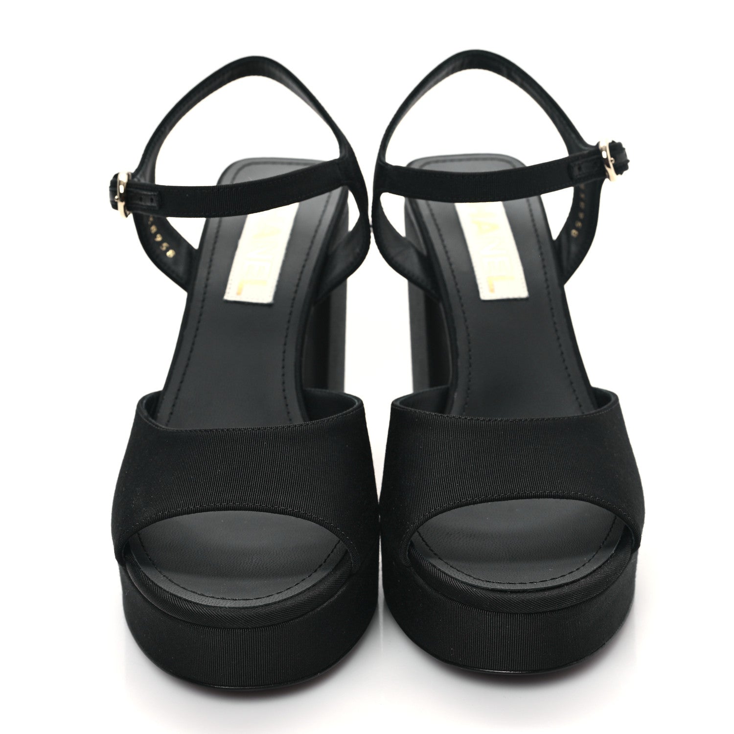Chanel Grosgrain Platform Sandals 39 Black 2 of 11
