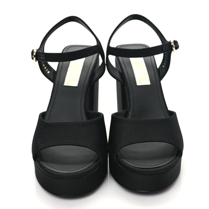 Chanel Grosgrain Platform Sandals 39 Black 2 of 11