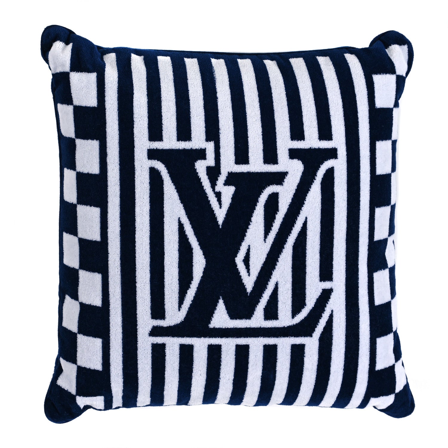 Louis Vuitton Cotton Graphical Beach Cushion Blue White 1 of 7