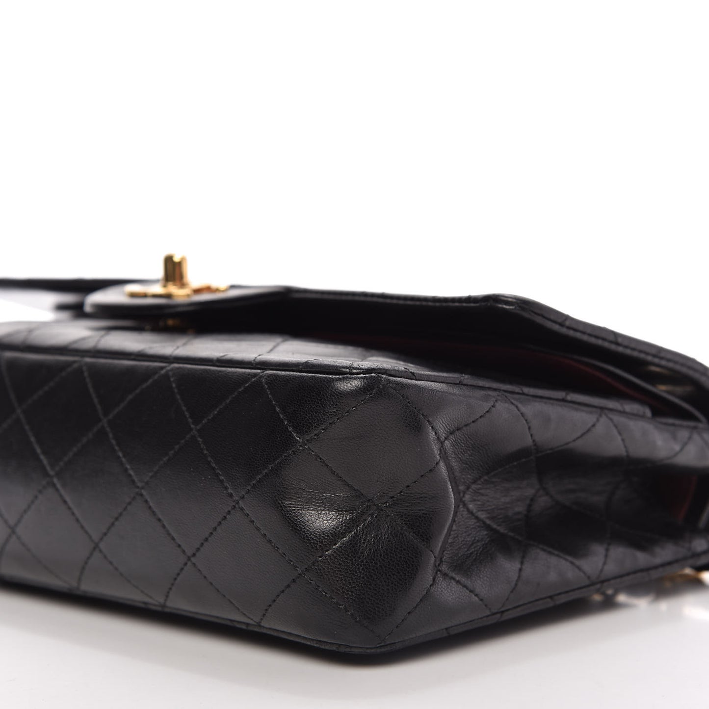 Lambskin Quilted Medium Double Flap Black