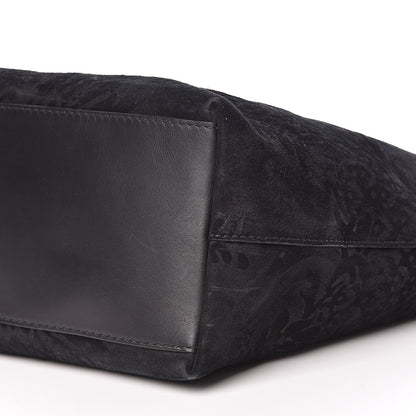 Gucci Nubuck Brocade Medium Soft Stirrup Tote Black 9 of 12