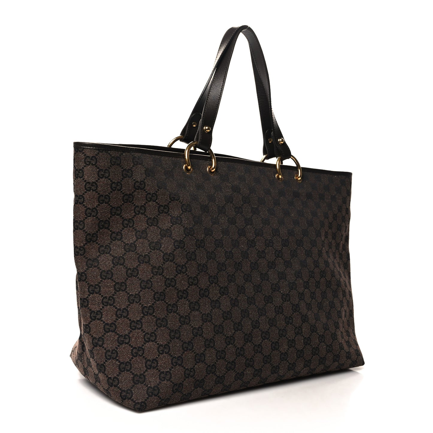 Monogram Denim Large Tote Brown