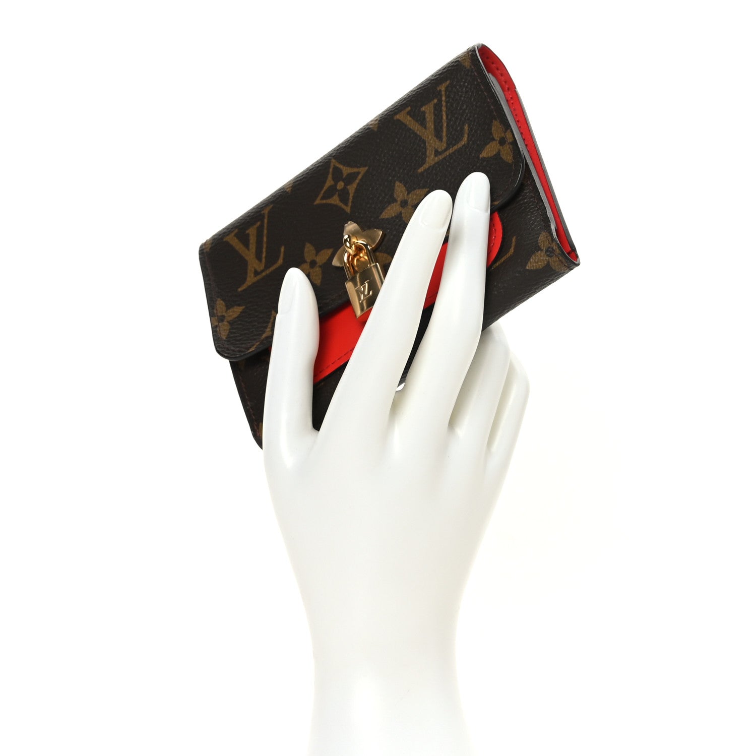 Louis Vuitton Monogram Flower Lock Compact Wallet Coquelicot 2 of 7