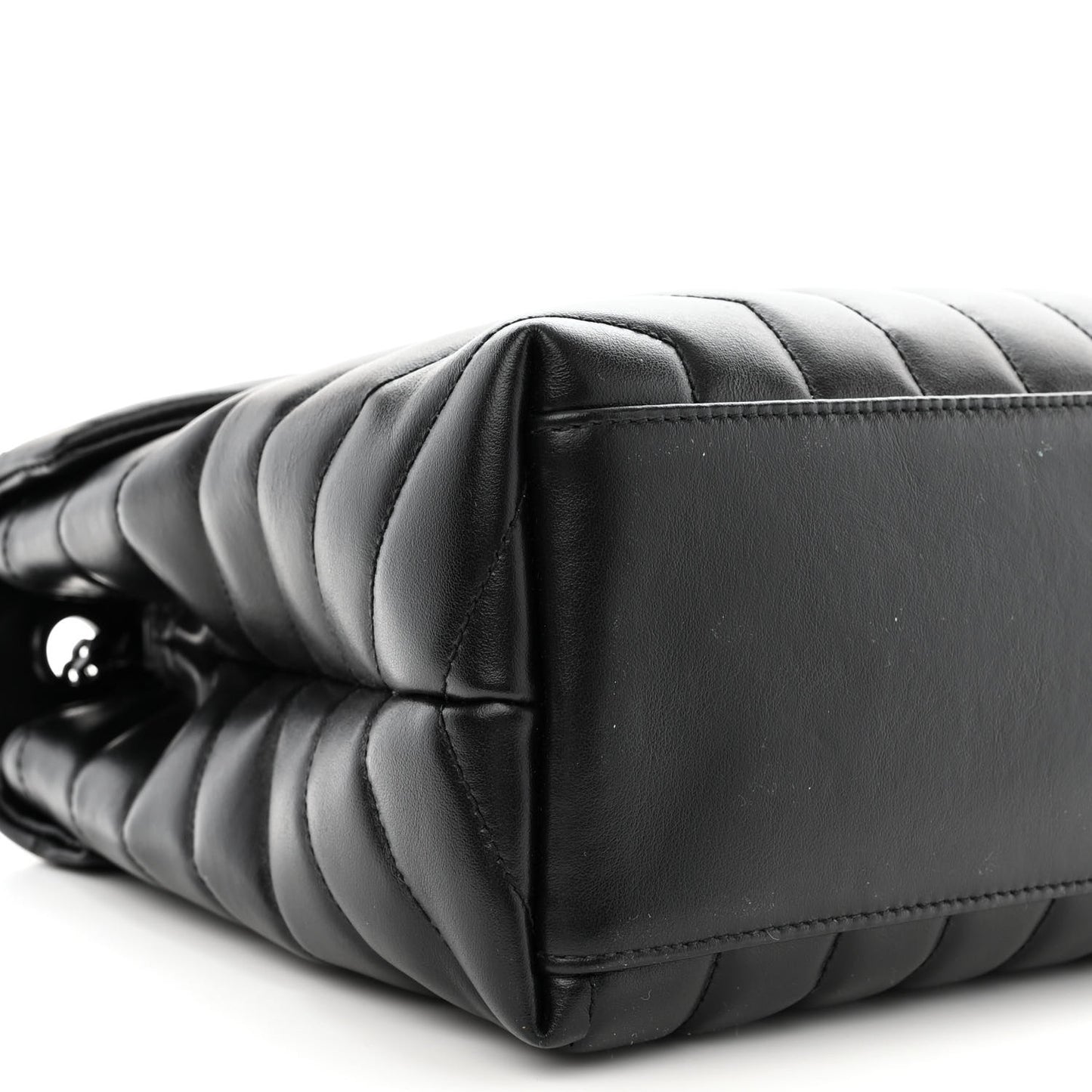 Calfskin Y Quilted Monogram Monochrome Medium Loulou Chain Satchel Black