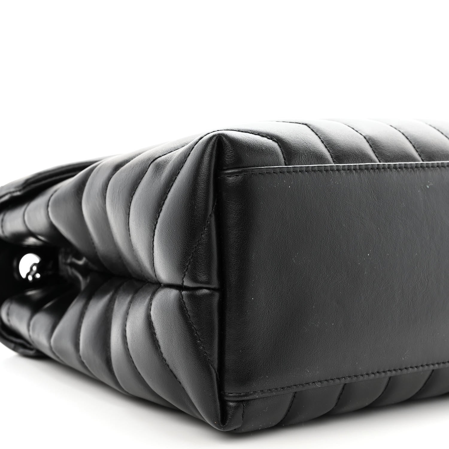 Saint Laurent Calfskin Y Quilted Monogram Monochrome Medium Loulou Chain Satchel Black 9 of 10