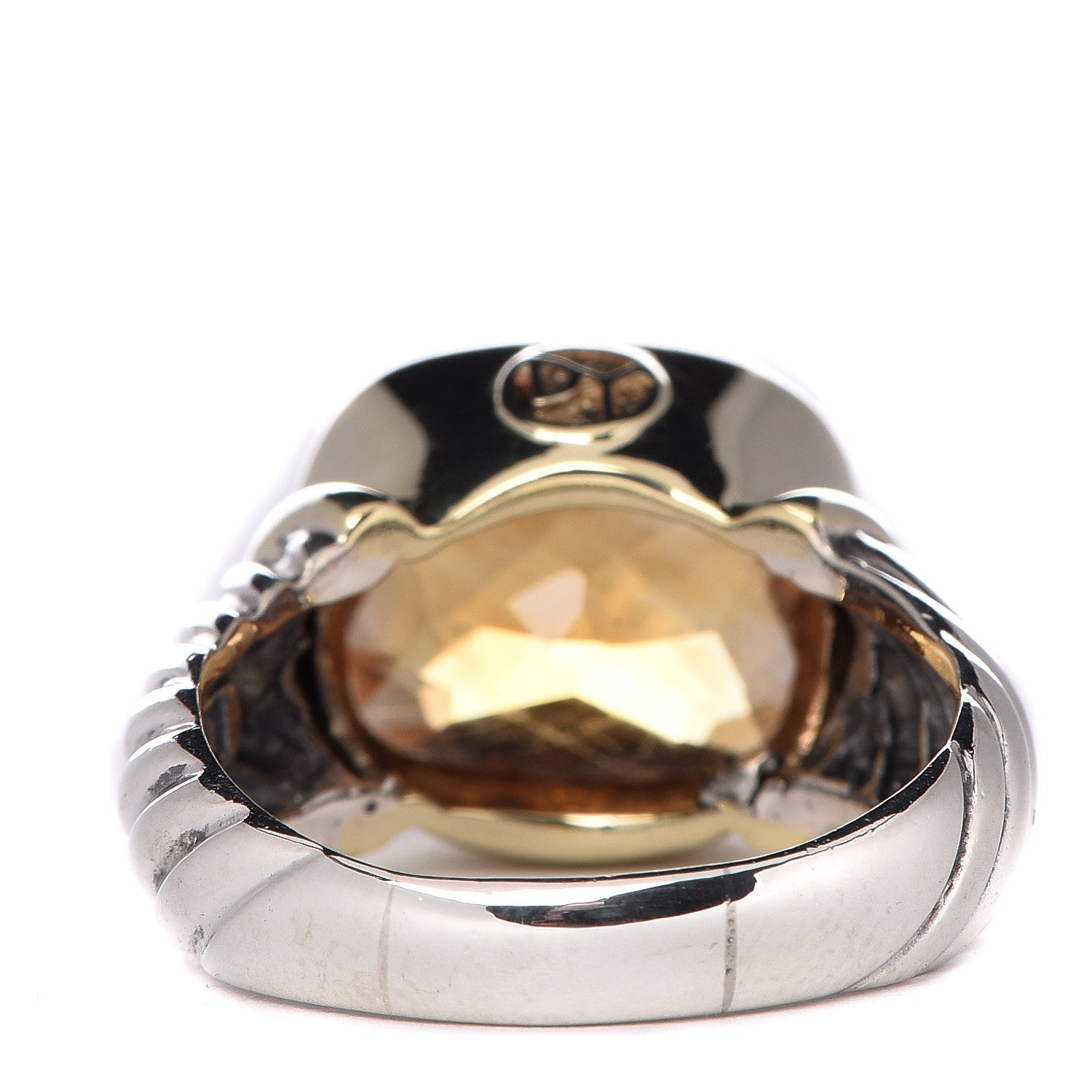 David Yurman Sterling Silver 14K Yellow Gold Citrine 14mm Noblesse Ring 61 9.75 4 of 6