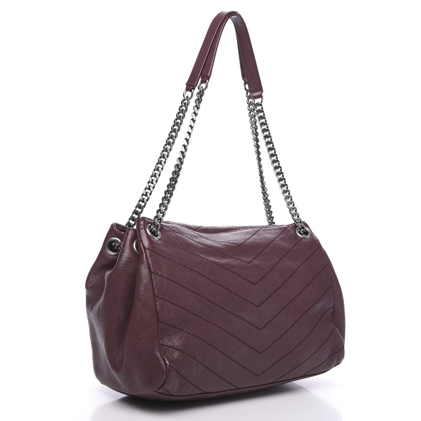Vintage Lambskin Chevron Monogram Medium Nolita Amaranto