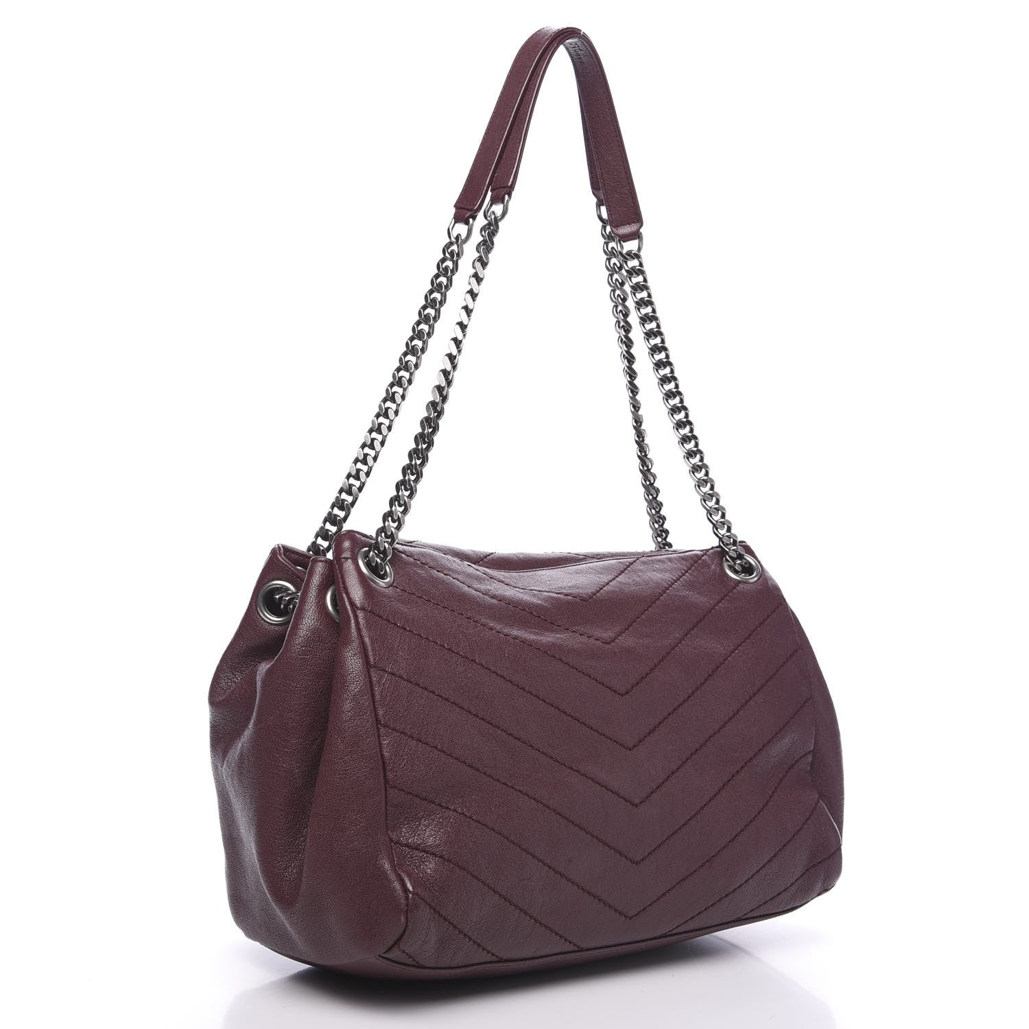 Saint Laurent Vintage Lambskin Chevron Monogram Medium Nolita Amaranto 2 of 12