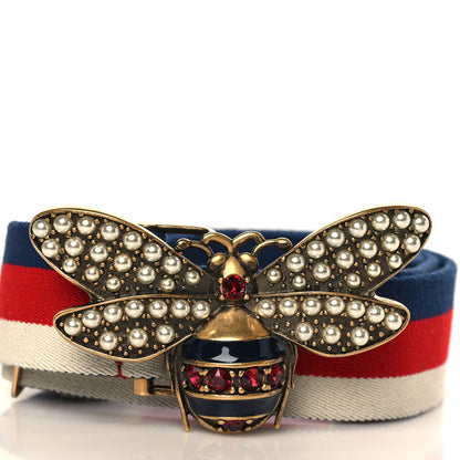 Gucci Web Queen Margaret Bee Sylvie Web Belt 85 34 Red White Blue 2 of 5