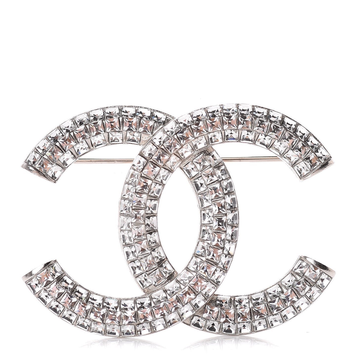 Baguette Crystal CC Brooch Silver