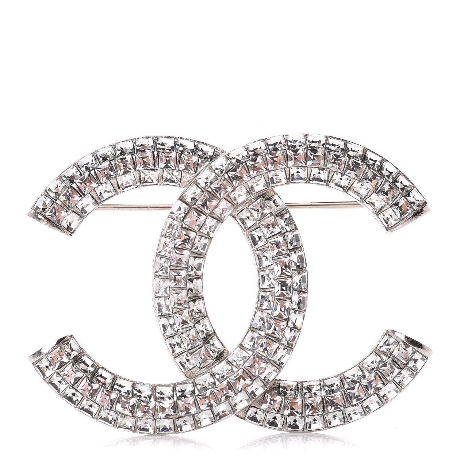 Chanel Baguette Crystal CC Brooch Silver 1 of 5
